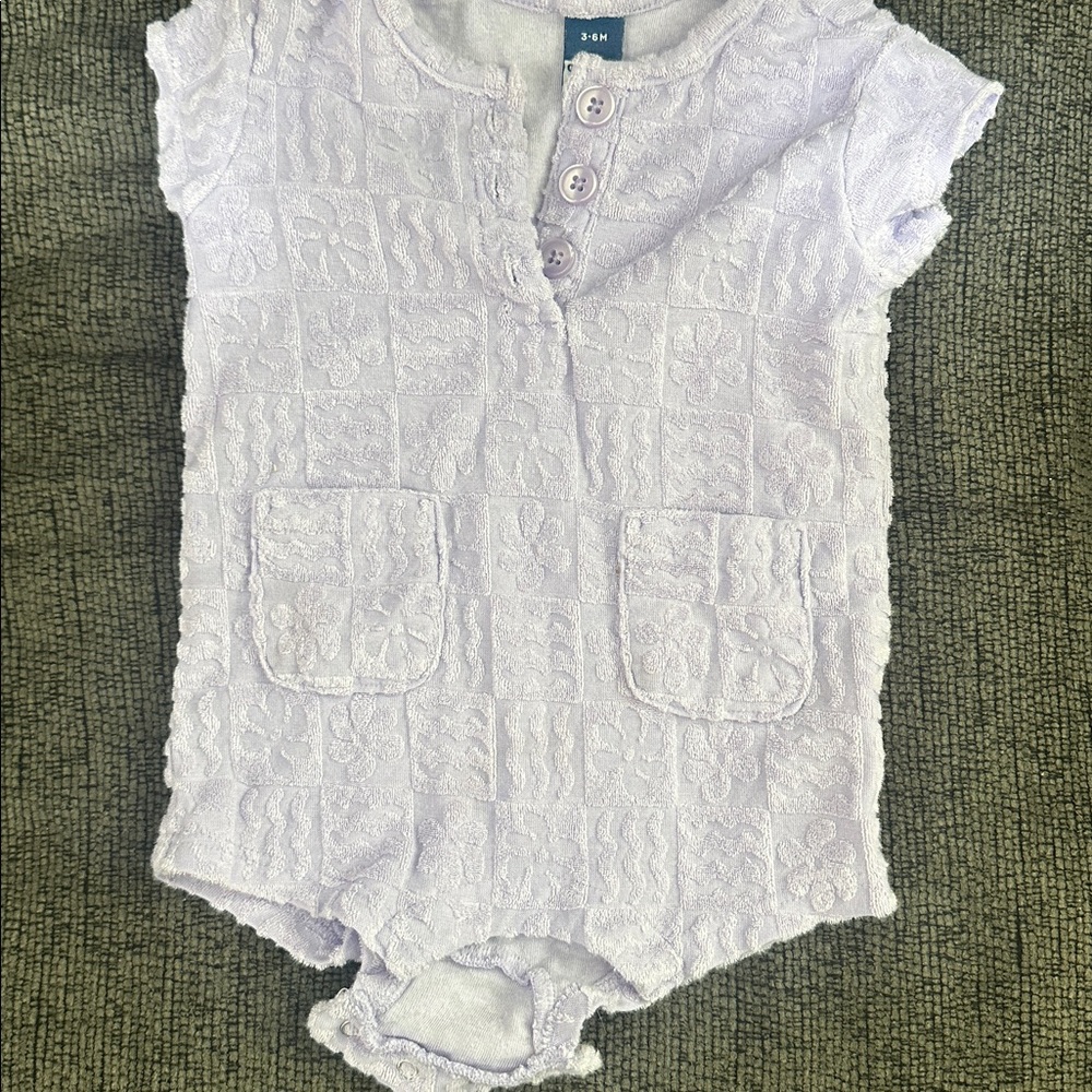 Lavender Textured Baby Romper - terry cloth - Picture 2 of 3